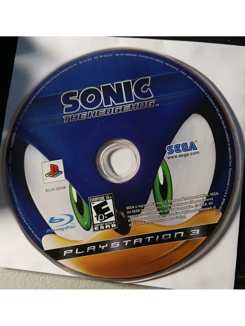 Sonic the Hedgehog (Sony PlayStation 3, 2007) Disc Only